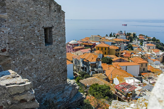 Panorama of city of Kavala from fortress, Greece