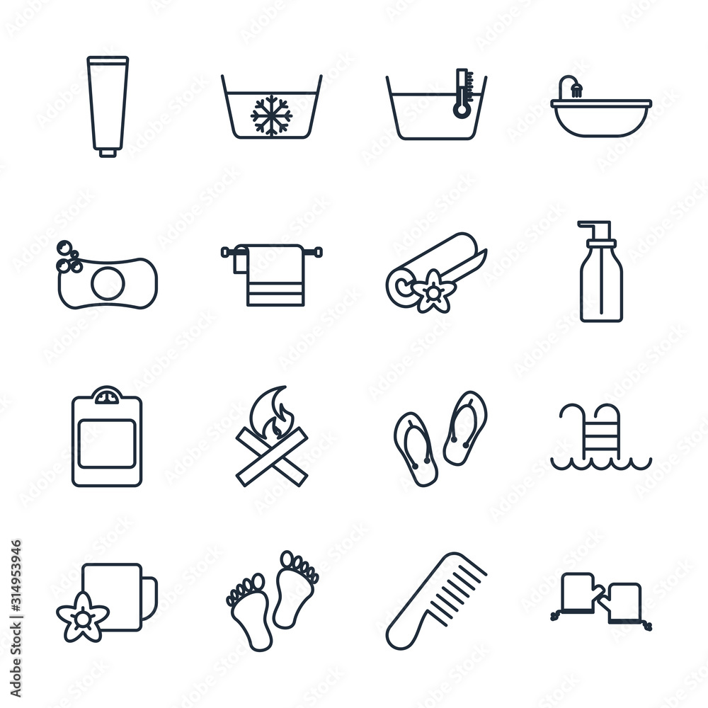 Poster set spa icon template color editable. spa & beauty pack symbol vector sign isolated on white backgro