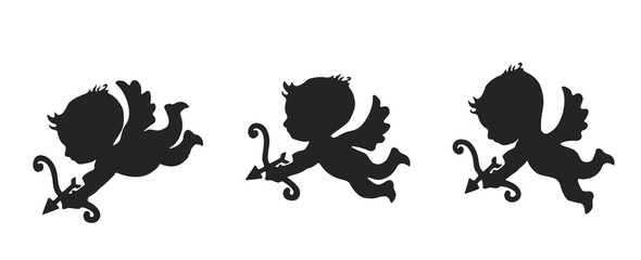 set of funny cupid icon. love and valentines design element