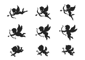 cupid icon set. love symbol and valentine's day design element. shooting arrow cupids