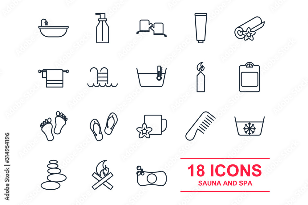 Poster set spa icon template color editable. spa & beauty pack symbol vector sign isolated on white backgro