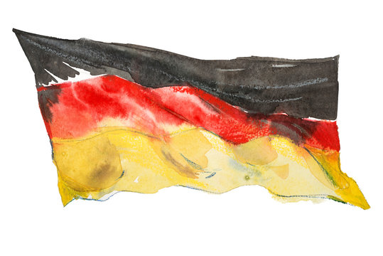 Flag of Germany, hand drawn watercolor illustration.