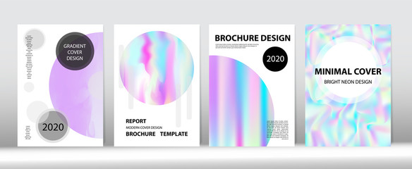 Holographic Gradient Vector Background. Dreamy Holo Bright Trendy Layout. 