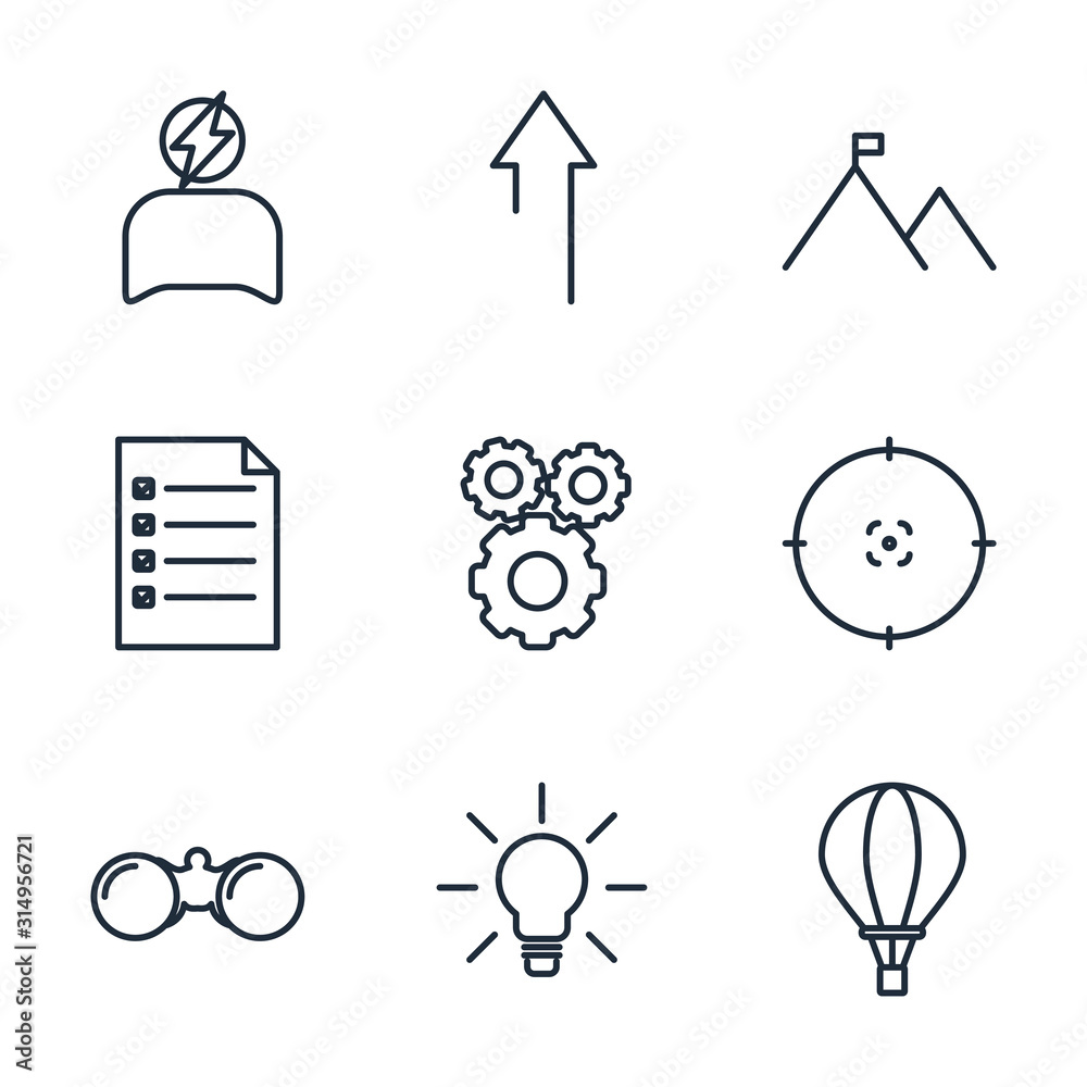 Leinwandbilder set startup development elements icon template color editable. project development elements pack sym