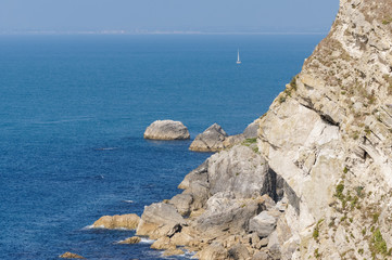Limestone cliffs near Lulworth in Dorset England United Kingdom UK