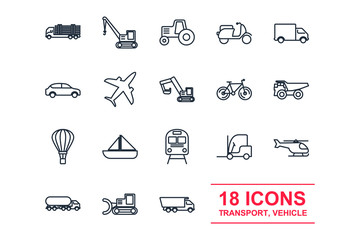 Set Transport vehicle icon template color editable. vehicle and delivery pack symbol vector sign isolated on white background illustration for graphic and web design.