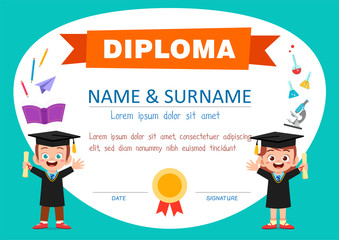 cute diploma certificate template for school student