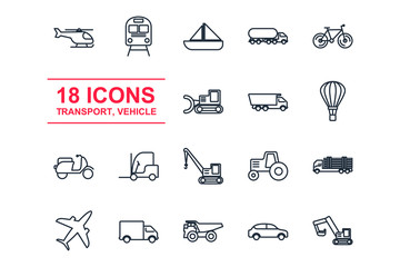 Set Transport vehicle icon template color editable. vehicle and delivery pack symbol vector sign isolated on white background illustration for graphic and web design.
