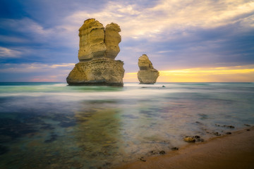 gibson steps  at sunset, twelve apostles, great ocean road in victoria, australia