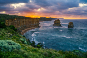 Fototapeta na wymiar gibson steps at sunrise, twelve apostles, great ocean road in victoria, australia