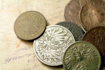 Close up shot of old coins