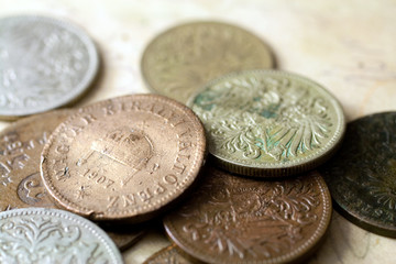 Close up shot of old coins