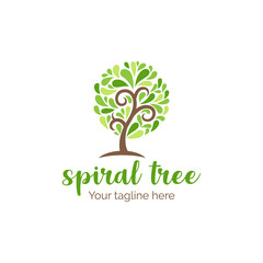 Obraz premium flat tree logo for your business company with name and tagline