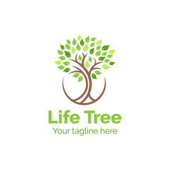 Obraz premium flat tree logo for your business company with name and tagline