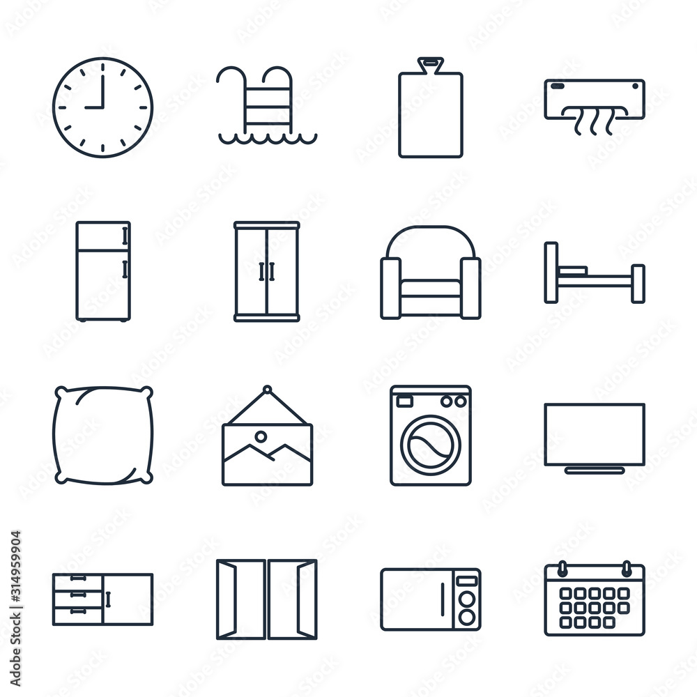 Poster Set home appliance icon template color editable. household appliances pack symbol vector sign isolated on white background illustration for graphic and web design.