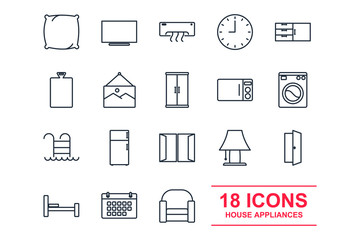 Set home appliance icon template color editable. household appliances pack symbol vector sign isolated on white background illustration for graphic and web design.