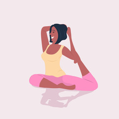 african american sportswoman doing stretching fitness exercises in gym healthy lifestyle workout concept full length vector illustration