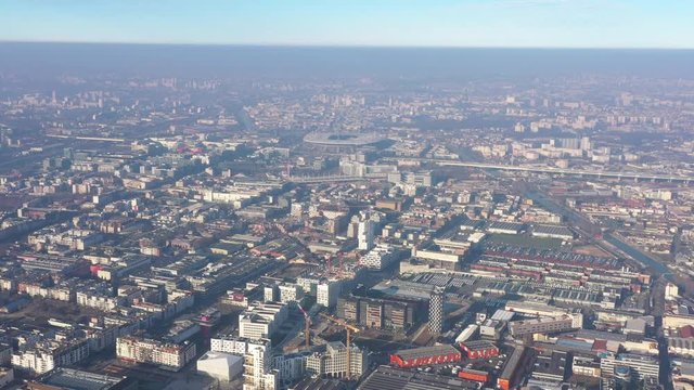 Saint denis France Paris Stadium aerial day view pollution industrial district 