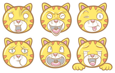 Obraz na płótnie Canvas cute cat emoticons illustration sticker chat set