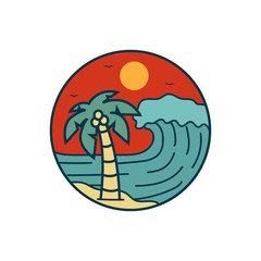 beach logo design vector illustration