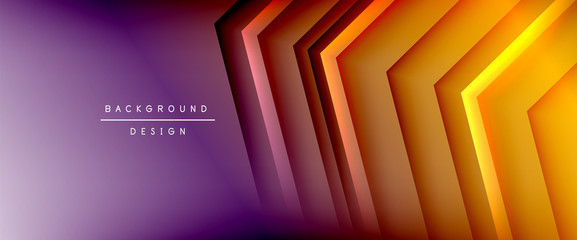 Arrow lines, technology digital template with shadows and lights on gradient background. Trendy simple fluid color gradient abstract background with dynamic straight shadow lines effect