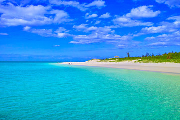 真夏の沖縄県宮古島、与那覇前浜ビーチの風景
