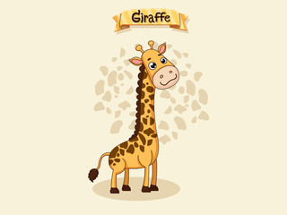 Fototapeta na wymiar Cute Cartoon Giraffe Characters. Kids, baby vector art illustration with funny animal cartoon