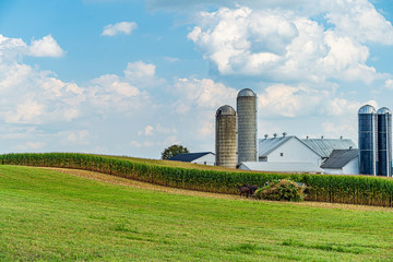 Fototapeta na wymiar Amish country farm barn field agriculture in Lancaster, PA US