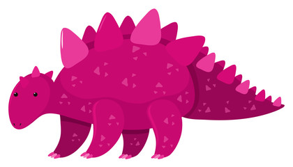 Single picture of pink stegosaurus on white background