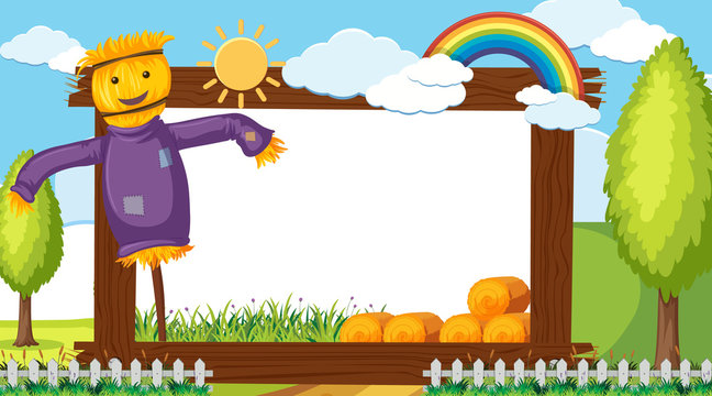 Border template with scarecrow on the farm