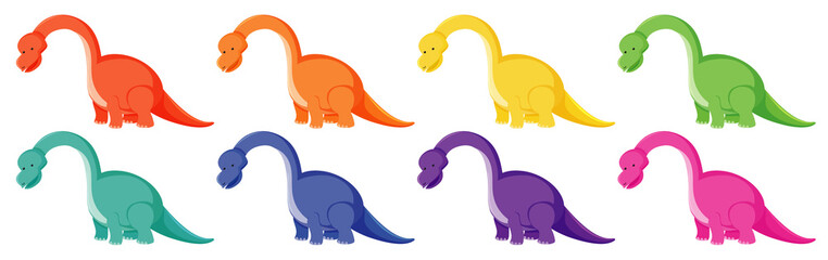 Brachiosaurus in eight different colors