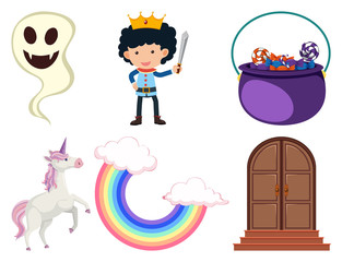 Set of isolated objects theme fairytale