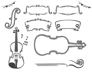 クラシック音楽の楽器イラスト素材セット Wall Mural 夏妃 吉野