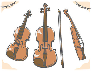 クラシック音楽の楽器イラスト素材セット Wall Mural 夏妃 吉野 クラシック音楽の楽器イラスト素材セット Wall Mural 夏妃 吉野