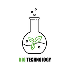 Bio Technology icon. Outline thin line flat illustration. Isolated on white background. 