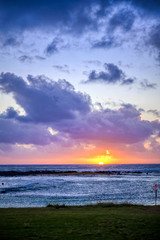 Sunset over the coast of Kauai, Hawaii.