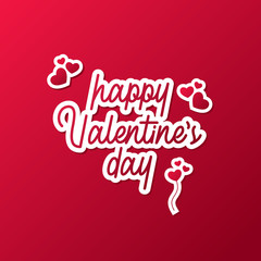 Happy Valentine's Day text, typographic poster hand letters on a red gradient background