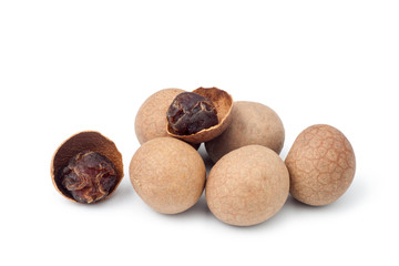 Dried longan isolated on white background