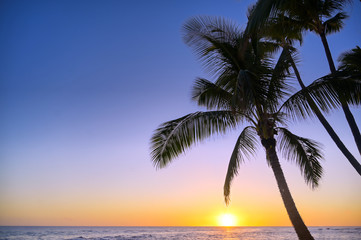 Sunset over the coast of Kauai, Hawaii. - obrazy, fototapety, plakaty