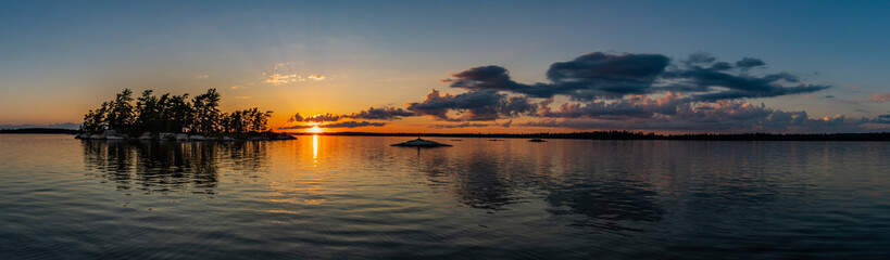 Sunset over Rainy Lake Panorama
