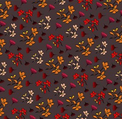 Seamless red colorful floral pattern