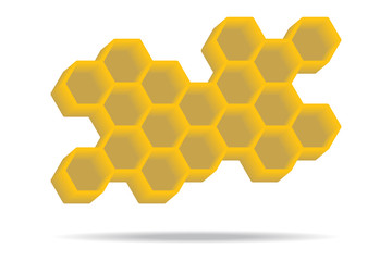 3d honeycomb bee icon isolated on white background.Hexagon style.Beehive polygon.Geomatric shape pattern.Design for your product brand logo ,element of infographic.Work for print and screen.Vector.