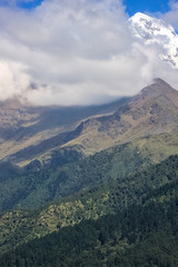 Snow-covered Mountain With Blue Sky, Cloud and Fog