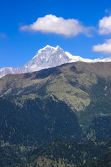 Snow-covered Mountain With Blue Sky, Cloud and Fog
