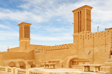 Wonderful view of traditional Iranian windcatcher towers, Yazd