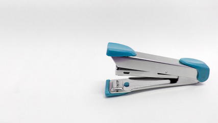 Blue stapler on a white background.