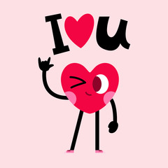 cute heart character greeting card with lettering © faitotoro