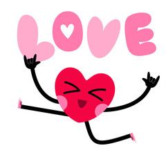cute heart character greeting card with lettering © faitotoro
