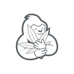 gorilla hugging canabis cartoon drawing vector
