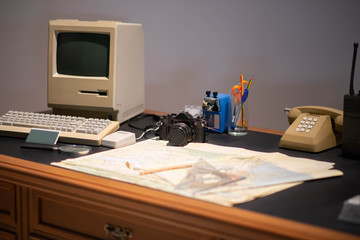 Business travelling table work space old vintage old room